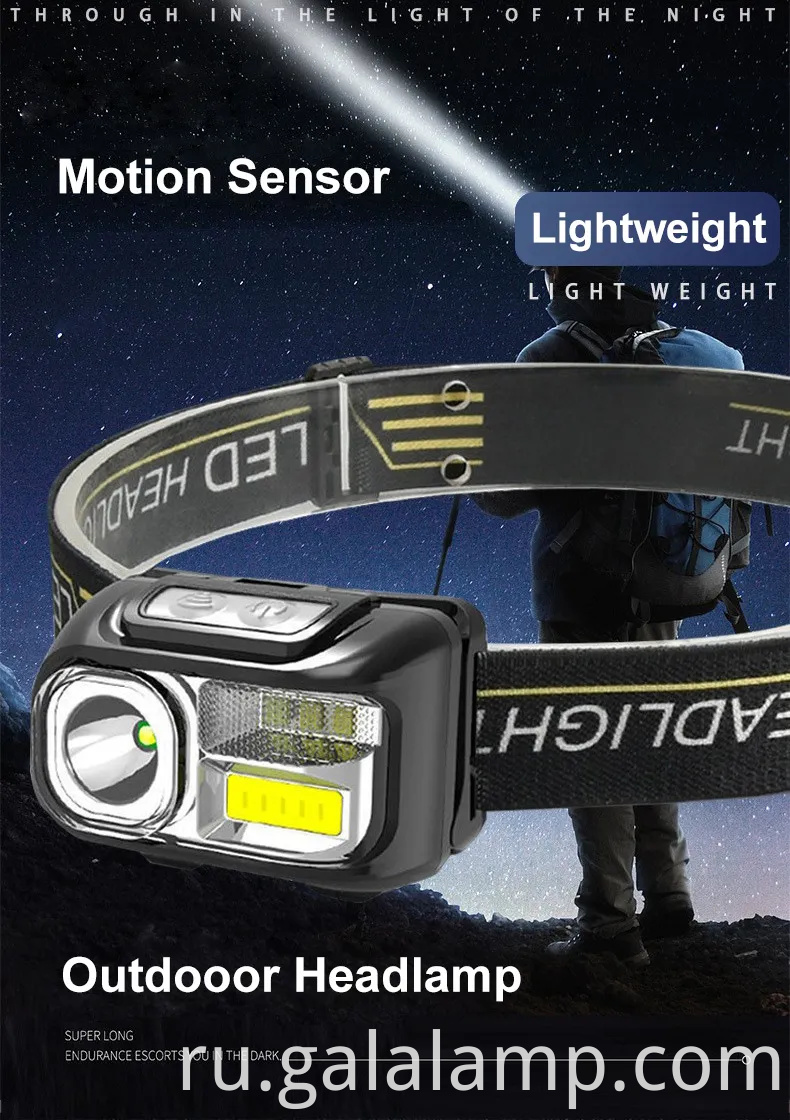 Ультра яркий перезаряжаемый светодиодный фар с датчиком движения